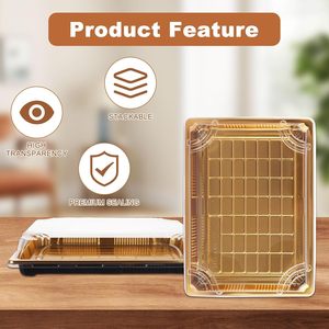 Environment-friendly Transparent High Cover Rectangular Food Container Cake Box for Sushi Pizza Hamburger Jelly PS+<b>PET</b> Material - Product Image 3