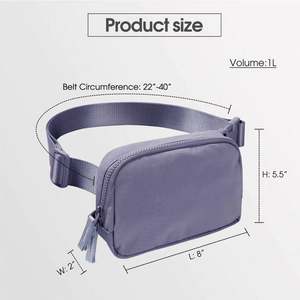 Free Sample Custom 2-Way Zipper Unisex <b>Belt</b> Bag with Adjustable Strap Fanny Packs Mini Waist <b>Pouch</b> for Outdoor Hiking Running - Product Image 3