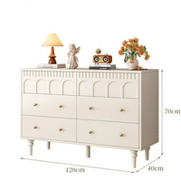 Commode en bois massif de style mid-century, meuble de rangement au sol pour salon, style minimaliste rétro, avec six tiroirs, RM RM-1077