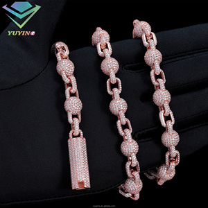 VVS Moissanite GRA Certificate <strong>925</strong> <strong>Silver</strong> 18K Gold Plated <strong>Rosary</strong> Chain Unisex Hiphop Rapper 100% Pass diamond Tester Fashion - Product Image 2