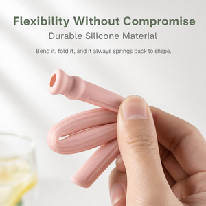 Paille pliable en silicone, sans BPA, de qualité alimentaire, réutilisable, sans danger pour l'eau bouillante, pour boissons chaudes et froides, diamètre intérieur 10 mm - Product Image 4