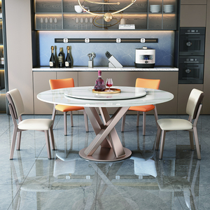 Moderno semplice grande tavolo da pranzo rotondo in ardesia con giradischi in marmo mobili per la casa appartamento o Bar uso - Product Image 6