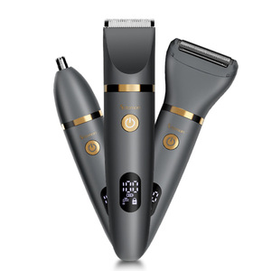 เครื่องโกนขนไฟฟ้า 3-in-1 สำหรับผู้ชาย พร้อมที่กันจอนขนบริเวณส่วนตัว ใบมีดสแตนเลส ใช้งานได้นาน 61-90 นาที ชาร์จซ้ำได้ - Product Image 1