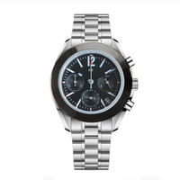 Montre pour homme élégante en acier inoxydable de 40 mm - Mouvement à quartz analogique, verre saphir, bracelet en caoutchouc