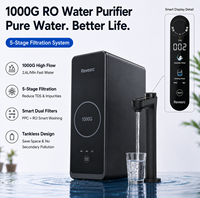 Système de filtration d'eau RO ultra-plat 1000 GPD 126 mm sous évier, 5 couches de filtration, sans réservoir, robinet intelligent TDS électrique, usage domestique