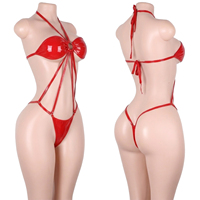Exotische Tanzbekleidung Lackleder-Bodysuits Tanga Sexy Dessous Clubwear Performance-Outfits Einteilige Glänzende Striptease-Kleidung