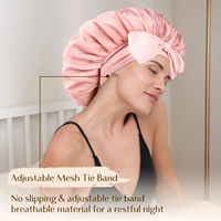 Bonnet de nuit double couche et réversible, respirant, doux, en satin, avec large bande réglable, pour femmes, réduit les frisottis