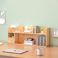 Bureau en bois massif avec petite étagère et rangement multi-niveaux pour étudiants et enfants, design modulable