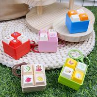 Porte-clés clavier mécanique 4 touches motif dessin animé mignon, jouet anti-stress en PVC à clics, bouton poussoir, pendentif de sac EDC, cadeau