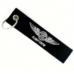 Embroidery Customized Double Side Fabric Flight Woven Keychain - Product Image 6