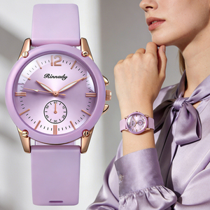Orologi di Lusso da <span class=keywords><strong>Donna</strong></span> 2026 con Logo Personalizzato, Cassa Marrone 35mm, Cinturino in Silicone, Design Semplice e Popolare, Orologi al Quarzo - Product Image 1