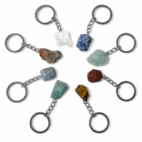 Porte-clés en pierre brute naturelle (Quartz clair, Œil de tigre, Lapis-lazuli, Agate mousse, Tourmaline) - Meilleures ventes transfrontalières - Fabriqué en Chine