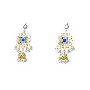 Elegant Ethnic Long Drop Earrings with Crystal Rhinestone Bead Embellishment Durable Alloy Base for Bridal Wear & Party Styling - Product Image 4