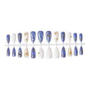 <span class=keywords><strong>Faux</strong></span> <span class=keywords><strong>ongles</strong></span> à porter, style européen et américain, très tendance, faits main, polyvalents, avec perles rose poudré, vente en gros - Product Image 5