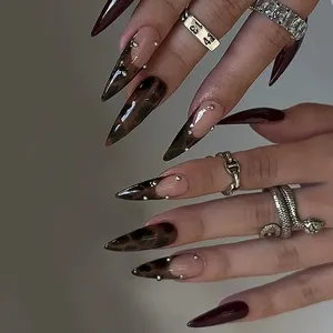 24 <span class=keywords><strong>Uñas</strong></span> <span class=keywords><strong>Postizas</strong></span> Negras Degradadas Puntiagudas para Arte de <span class=keywords><strong>Uñas</strong></span>, Puntas de <span class=keywords><strong>Uñas</strong></span> a Presión, <span class=keywords><strong>Uñas</strong></span> Artificiales Largas Almendradas Listas para Usar - Product Image 3
