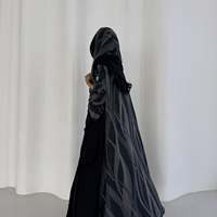 Abaya Hafizah 2026 Gris à Imprimé Abstrait pour Femme, Robe Musulmane de Luxe avec Patchwork Anthracite, Élégante Robe Kaftan de Dubaï et de Turquie pour le Ramadan