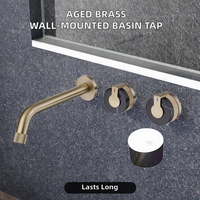 Robinet de lavabo mural monocommande moderne en laiton vieilli avec capteur tactile et cartouche céramique, garantie 3 ans
