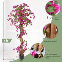 Pohon Bougainvillea Buatan Besar QiYing Victroy, Tanaman Pot Plastik Sutra Berkualitas Tinggi untuk Ruangan Dalam/Luar Ruangan