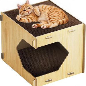 Rascador para gatos, elegante cama para gatos, casa para gatos en forma de cubo, diseño de muebles, juguetes para gatos, villa de madera para gatos - Product Image 3
