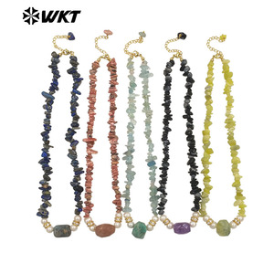 Hermoso collar <span class=keywords><strong>de</strong></span> piedras preciosas <span class=keywords><strong>de</strong></span> <span class=keywords><strong>colores</strong></span> naturales <span class=keywords><strong>de</strong></span> la primavera <span class=keywords><strong>con</strong></span> piedra pequeña y perla pequeña circón chapado en oro regalo especial para mujer - Product Image 1