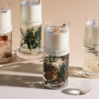 Luxus benutzer definierte handgemachte Doppels chicht Gelee Gel Wachs Duft kerze getrocknete Blume Kork deckel Luxus getrocknete Blumen glas für Thanksgiving