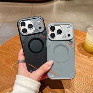 Original Honeycomb Magnetic Camera Armor <b>Phone</b> case for iPhone 17 16 15 14 Pro Max Matte Converted Breathable Frosted Back Cover - Product Image 3