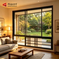 Ventanas Corredizas de Cuatro Paneles con Doble Acristalamiento, Ventanas Corredizas de Aluminio con Rotura de Puente Térmico para Patio