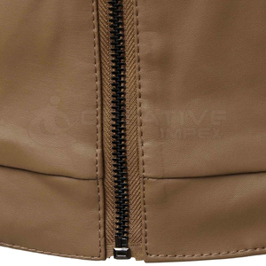 Chaqueta de cuero de piel de vaca con cuello levantado a prueba de viento impermeable de alta calidad de talla grande invierno hombres ocio al aire libre uso en la calle - Product Image 6