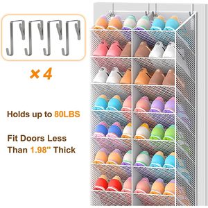 Over The Door <b>Shoe</b> Organizer 20 Pockets Breathable Mesh Foldable Hanging Rack For Closet <b>Shoes</b> Storage Behind Doors - Product Image 5