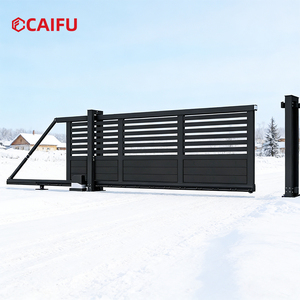Porte coulissante sans rail en aluminium résistant au froid et au vent, porte électrique suspendue pour cour de villa enneigée - Product Image 1