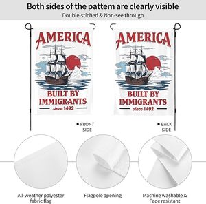 Bandiera 'America Costruita dagli Immigranti dal 1492' per Giorno di San Colombo, Bandiere da Giardino Bifacciali, Decorazioni per Casa - Product Image 3