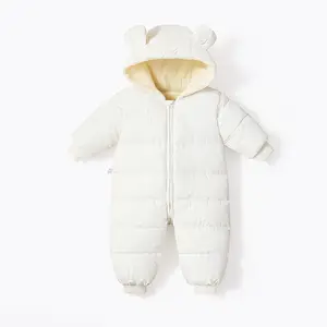 涤棉儿童冬季厚连身衣婴儿男童女童雪衣兔耳连身衣防风长袖连身衣