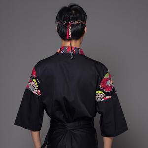 Uniforme de chef <span class=keywords><strong>japonais</strong></span>, <span class=keywords><strong>kimono</strong></span> de sushi, vêtements de travail pour hommes et femmes, serveur, Jujiu House, barbecue, buffet, costume de chef, anti-humidité - Product Image 4