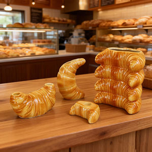 Porte-bougie créatif en forme de croissant, ornement de table, design alimentaire pour la maison et l'hôtel - Product Image 1