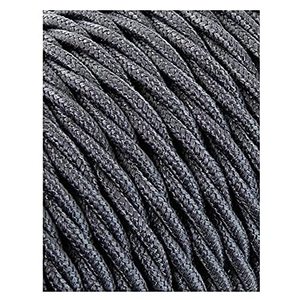Carrete de cable textil trenzado H03VV-F de 2 x 0,75 mm gris oscuro, 25 m; ideal para instalaciones eléctricas y decorativas. - Product Image 1