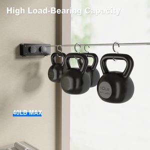 Sèche-<span class=keywords><strong>linge</strong></span> mural double en acier inoxydable rétractable, flexible, écologique, intérieur, anti-affaissement, extérieur, robuste - Product Image 5