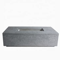 Table de foyer au gaz propane Rectangle GRC GFRC Meubles de jardin ou de patio d'extérieur Forme carrée Matériau en béton