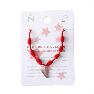 Cheville en acier inoxydable avec nœud à sept étoiles rouge, faite à la main pour femme, bijoux de mode - Product Image 2