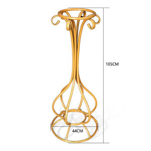 Reloj de arena marco abierto Reversible Pedestal Prop soporte de planta Alambre de Metal dorado en forma de <span class=keywords><strong>trompeta</strong></span> flor centro de mesa soporte para boda - Product Image 3