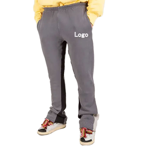 Pantalones de chándal acampanados informales de alta calidad personalizados para hombre, pantalones de chándal acampanados apilados con cintura elástica de retazos para hombre - Product Image 1