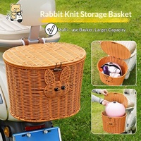 Panier arrière minimaliste en rotin PP pour trottinettes électriques avec couvercle, anti-poussière, avec barre en acier renforcée, rangement pour siège arrière