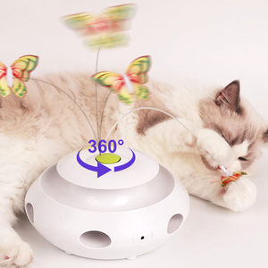 Juguete final 3 en 1 para felinos, juguete interactivo inteligente para gatos, juguetes giratorios automáticos para gatitos con aleteo de mariposa rodante - Product Image 1