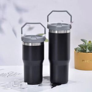 Travel Stainless Steel Beverage <b>Cup</b> with Grip Handle, 30oz <b>Double</b> <b>Wall</b> Insulated Tumbler for Coffee Tea and Daily Use - Product Image 1