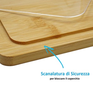 Planche à fromage en bambou avec couvercle transparent 24x18.5x8.5 cm pour servir et ranger - Product Image 3