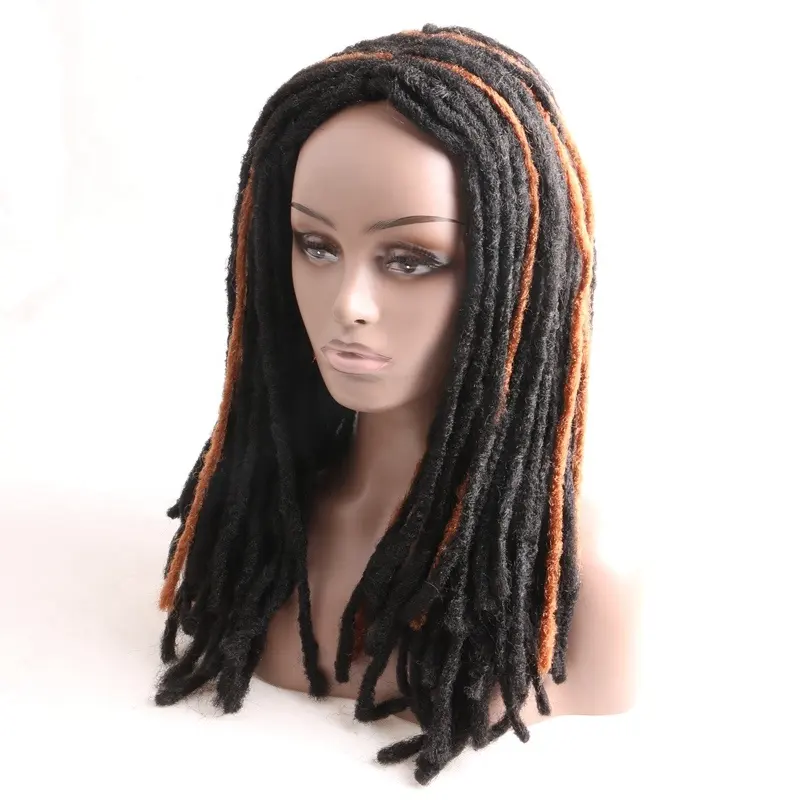 Tóc Giả Tổng Hợp Dreadlocks 18Inch Cho Nam, Tóc Giả Dreadlock, Không Có Ren, Màu Đen, Nhiệt Độ Thấp