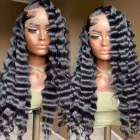 Perruque frontale en dentelle HD complète sans colle 13x4 en gros, cheveux indiens vierges, perruques de cheveux humains vierges bruts alignés avec les cuticules, perruques Deep Wave
