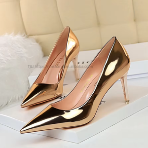 Fashion Sexy Metal High Shallow Mouth Pointy <b>Ball</b> Slim High Heels Women's Shoes Single Shoe Women - Product Image 2