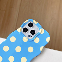 Étui de téléphone brillant 2 en 1 TPU+PC à pois mignons pour iPhone 13 14 15 16 Pro Max, bords ondulés, toucher confortable, protection contre les chocs