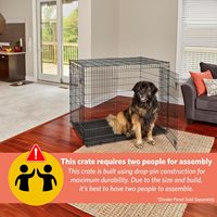 Cage pour animaux de compagnie nouvellement améliorée Cage pour chiens à double porte, comprend une casserole étanche, un panneau de séparation et de nouvelles fonctionnalités brevetées