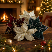 Fleurs artificielles de Poinsettia en polyester pour décoration de Noël, taille et couleur personnalisables, pour arbre, extérieur, maison, centre commercial, ornement de fête